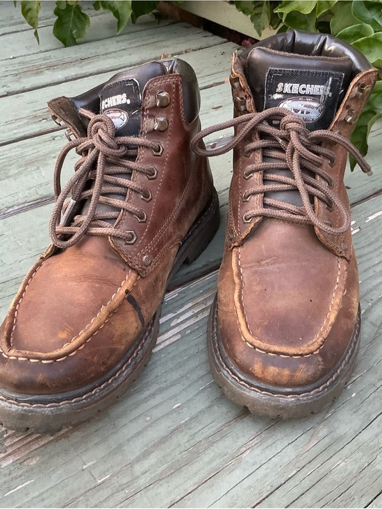 Skechers Waterproof Relaxed Fit Memory Foam Brown Men\'s Work Boots Leather Ankle main image 4